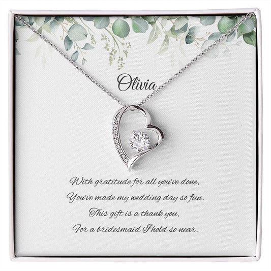 Forever Love Necklace, Eucalyptus Bridesmaid