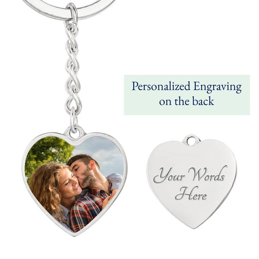 Personalised Photo Heart Pendant Keychain, add your own photo