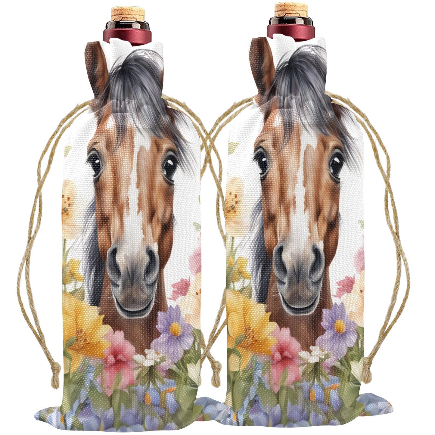 Horse awd305 Linen Wine Bottle Bag