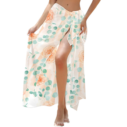 Roses and Eucalyptus Long Beach Sarong Wrap