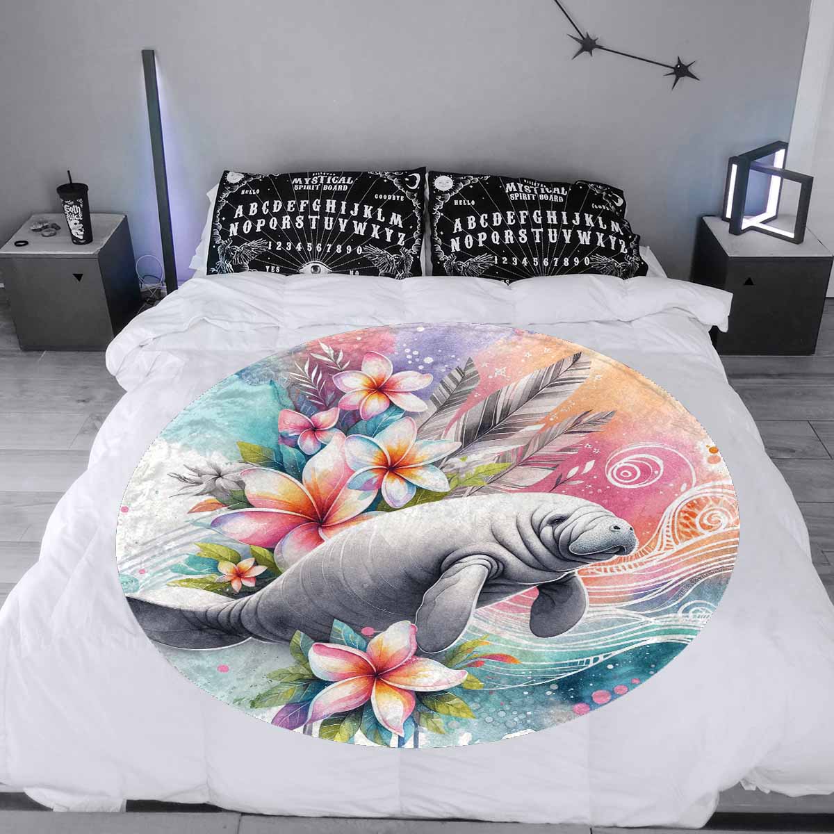 Sea_Animals_Dugong_Awd351102  Circular Micro Fleece Blanket 47"