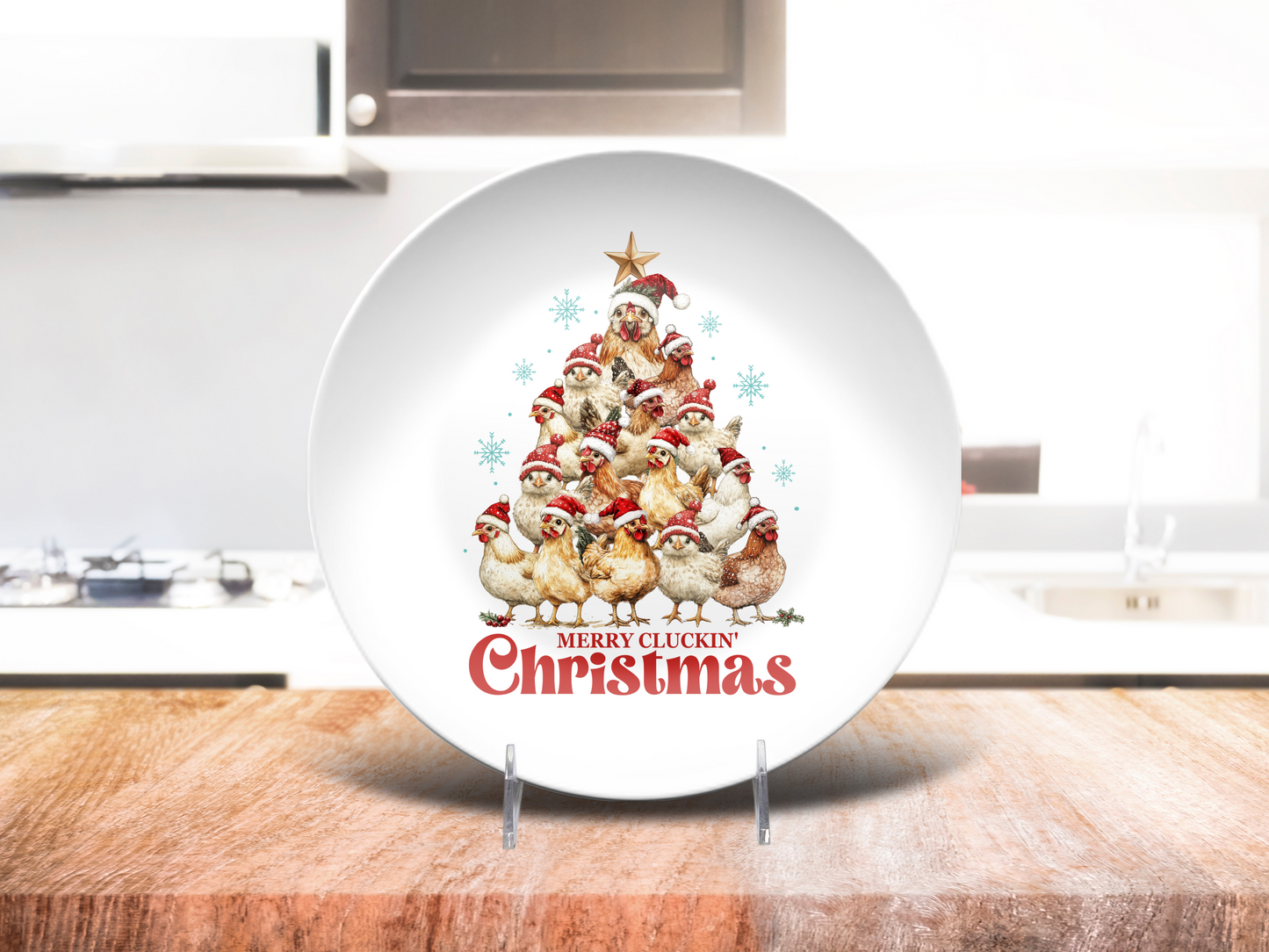 Merry Cluckin' Christmas Personalised Plate