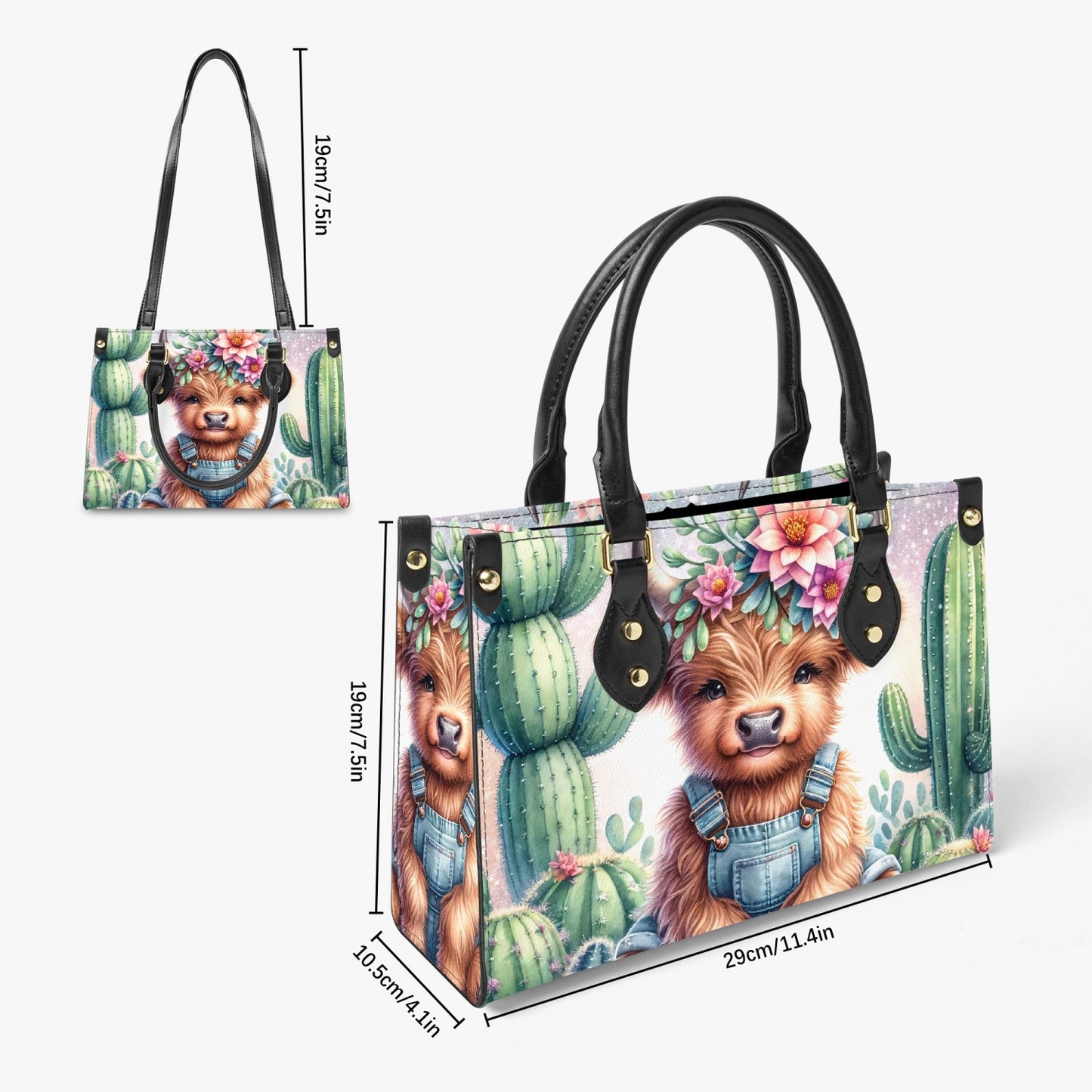 Women's Tote Bag - Long Strap - Highland Cow