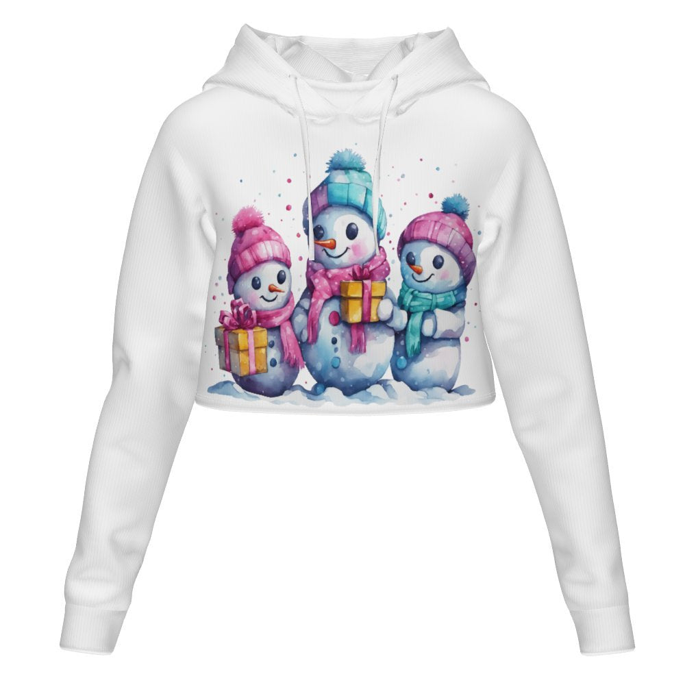 Women's All Over Print Cropped Hoodie (DLM) Hooded hoodie