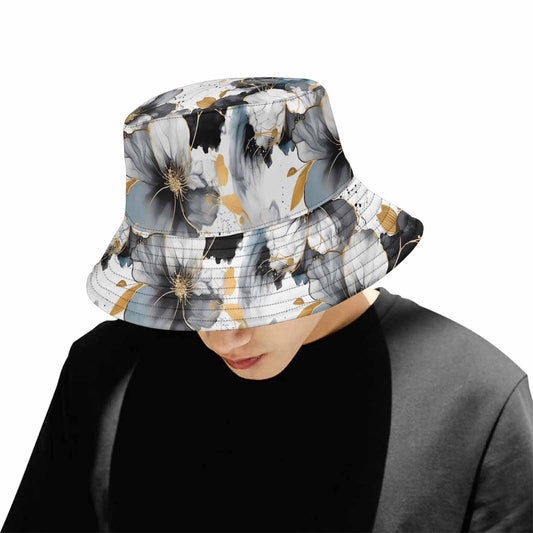 Black White and Gold  Unisex Summer Single-Layer Bucket Hat