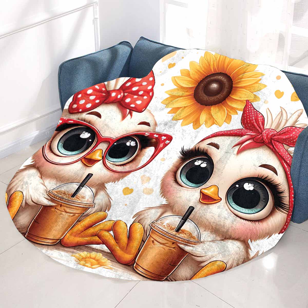 Chickens_Awd35173  Circular Micro Fleece Blanket 60"