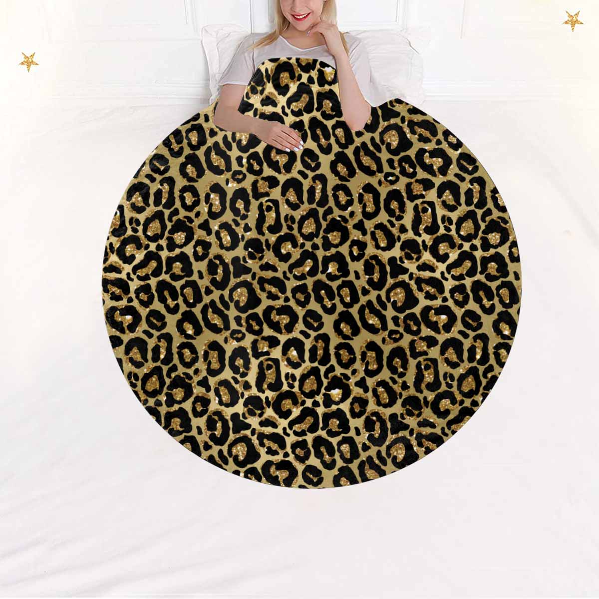 Animal print 4  Circular Micro Fleece Blanket 47"