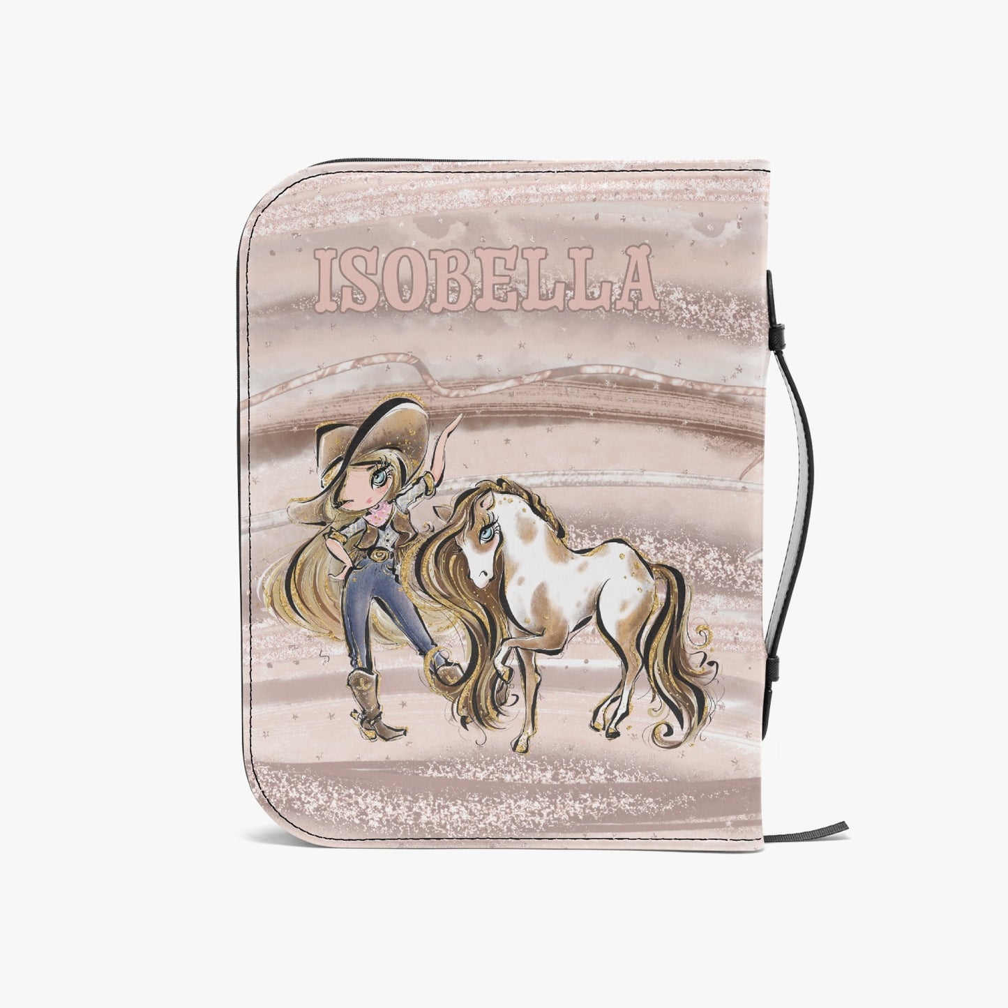 Book Cover, Bible Cover, Howdy, Cowgirl and Horse, Blonde Hair, Blue Eyes