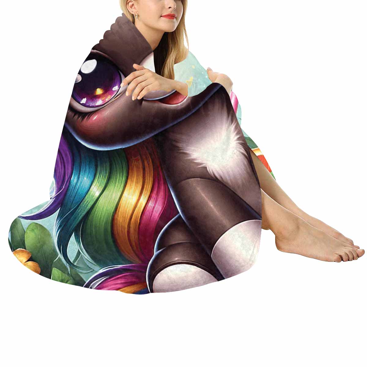 Unicorn_Awd35135  Circular Micro Fleece Blanket 47"