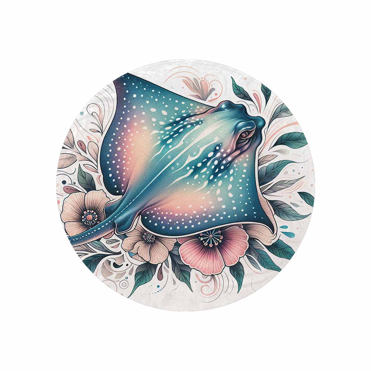 Sea_Animals_Stingray_Awd351106  Circular Micro Fleece Blanket 47"