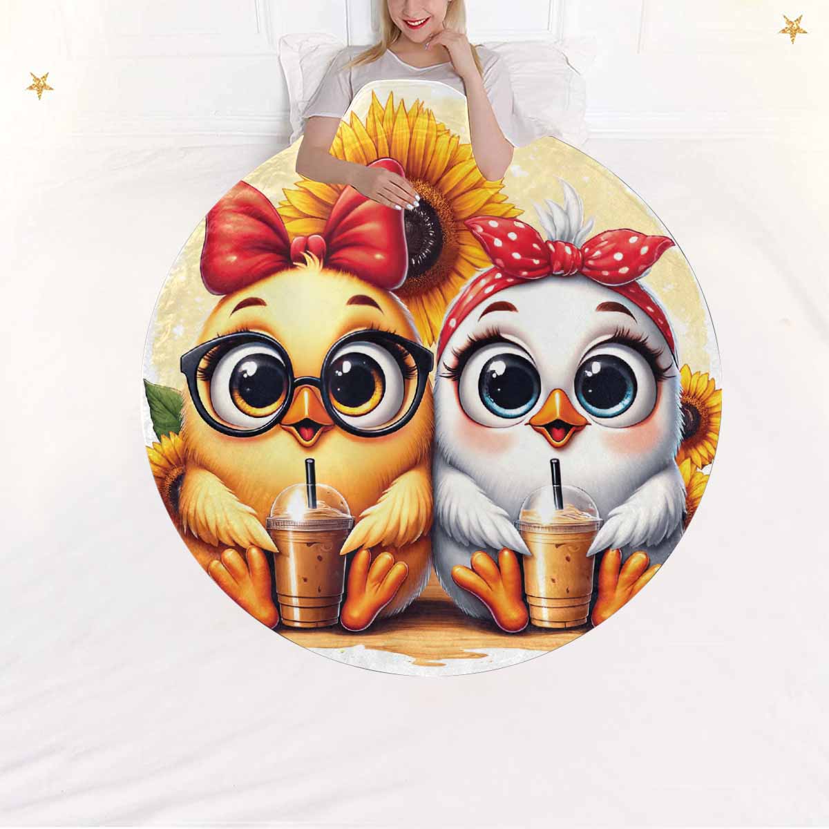 Chickens_Awd35174  Circular Micro Fleece Blanket 47"