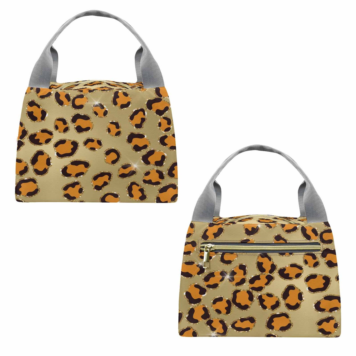 Animal Print 10  Portable Lunch Bag-Grey Handle