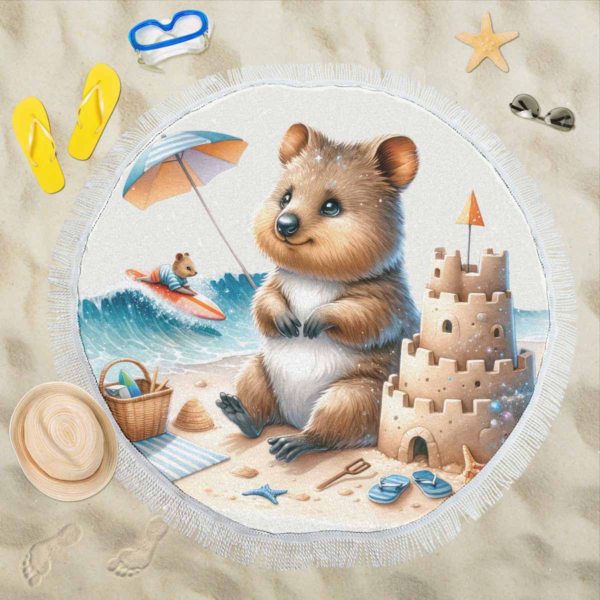 Australian Animals Quokka Awd1325  Circular Beach Shawl 59"