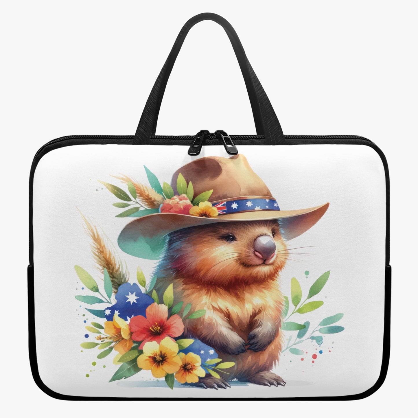 Laptop Sleeve with Handles - Australian Animals - Wombat