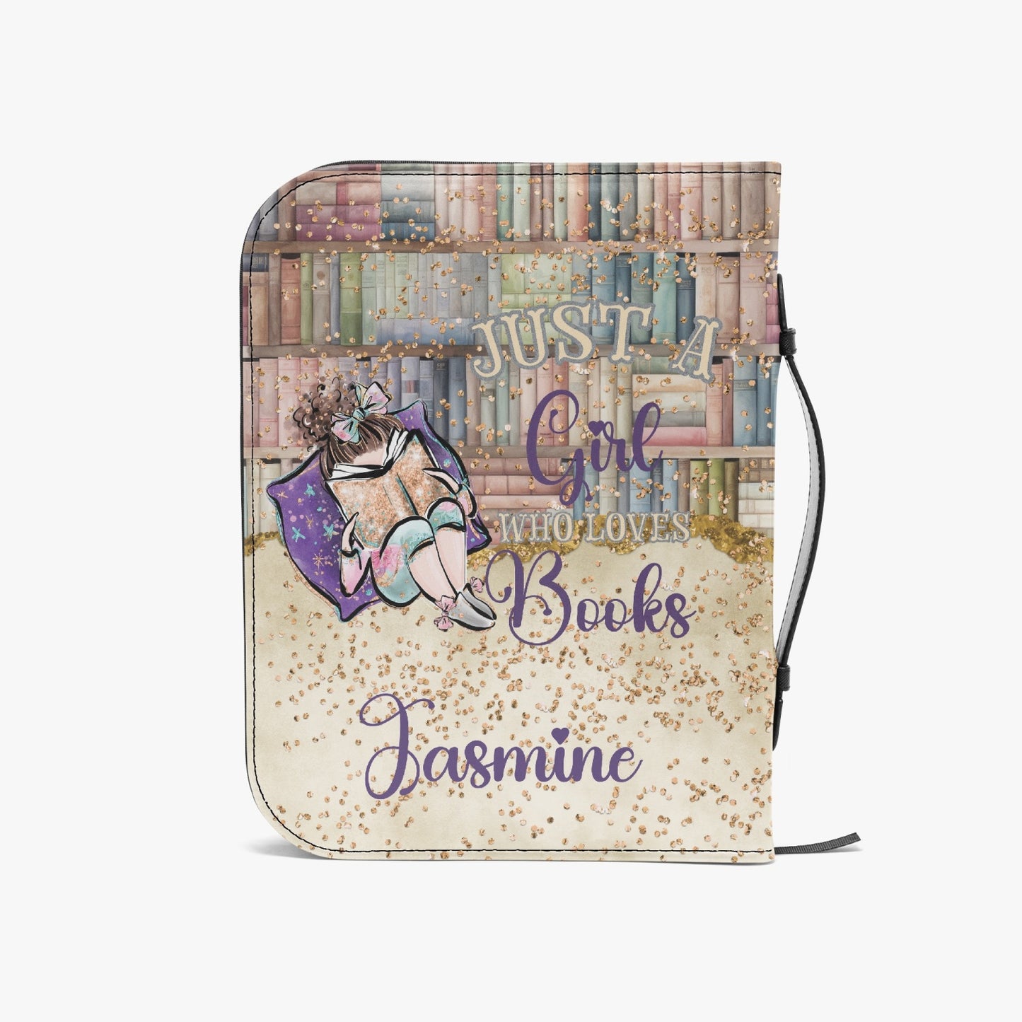 Book Cover/Bible Cover, Just a Girl who Loves Books, Brunette Hair, Personalised