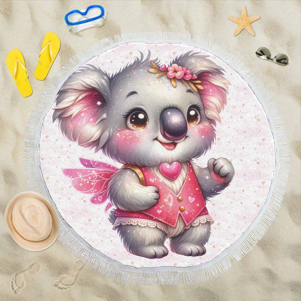 Australian Animals Koala Awd1326  Circular Beach Shawl 59"