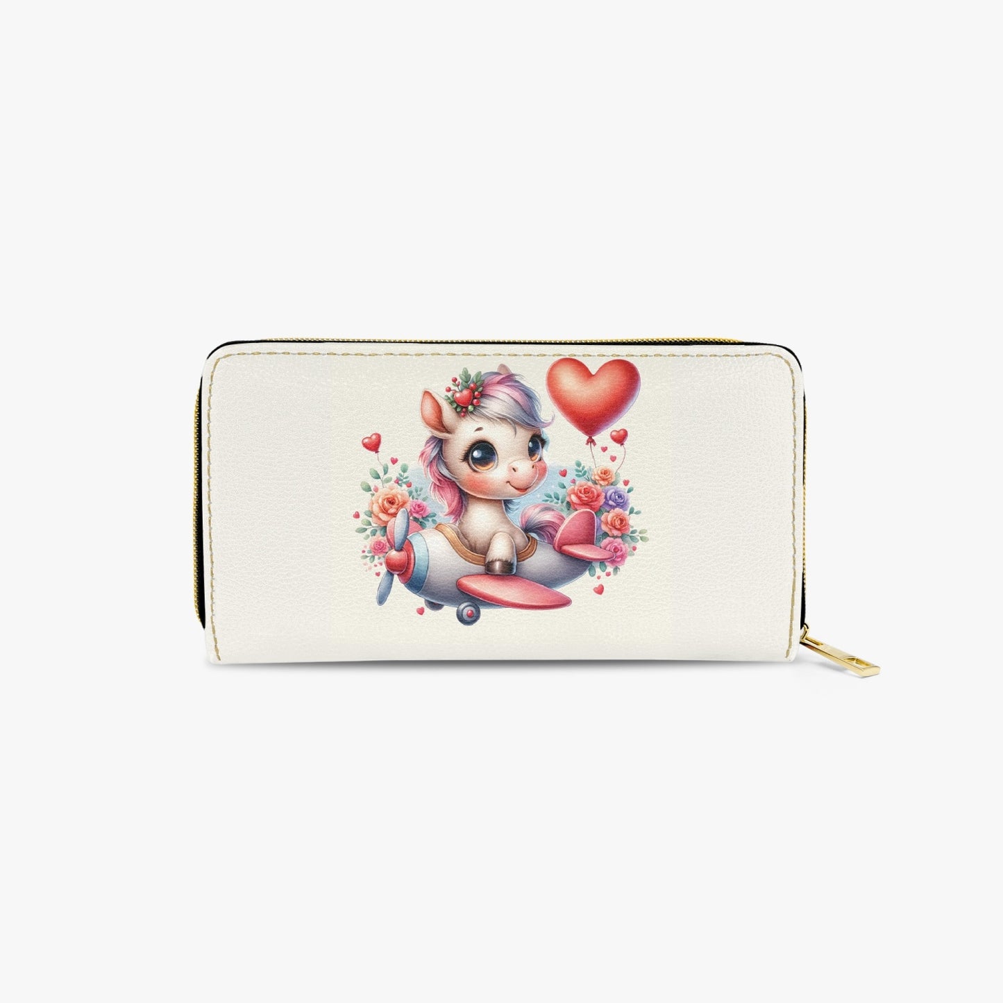 Long Type Zipper Purse - Horse in Plane