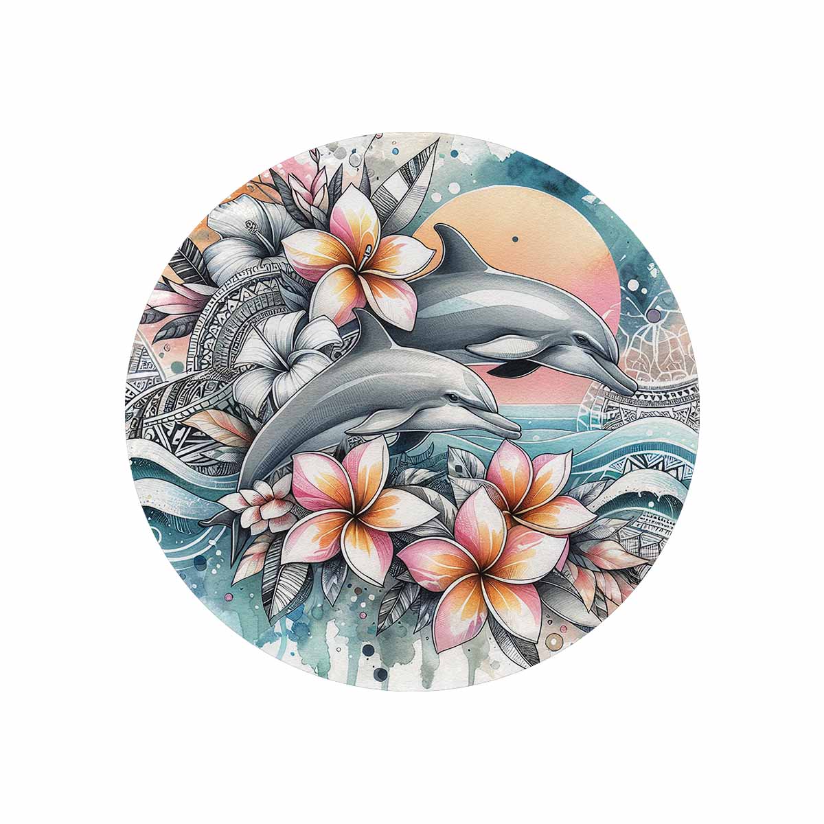 Sea_Animals_Dolphin_Awd351114  Circular Micro Fleece Blanket 47"