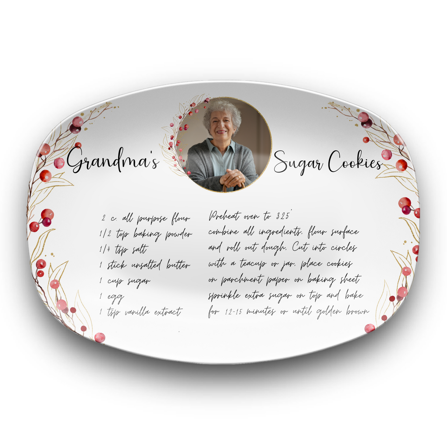 Personalised Handwritten Family Recipe Heirloom with Photo Plate/Platter