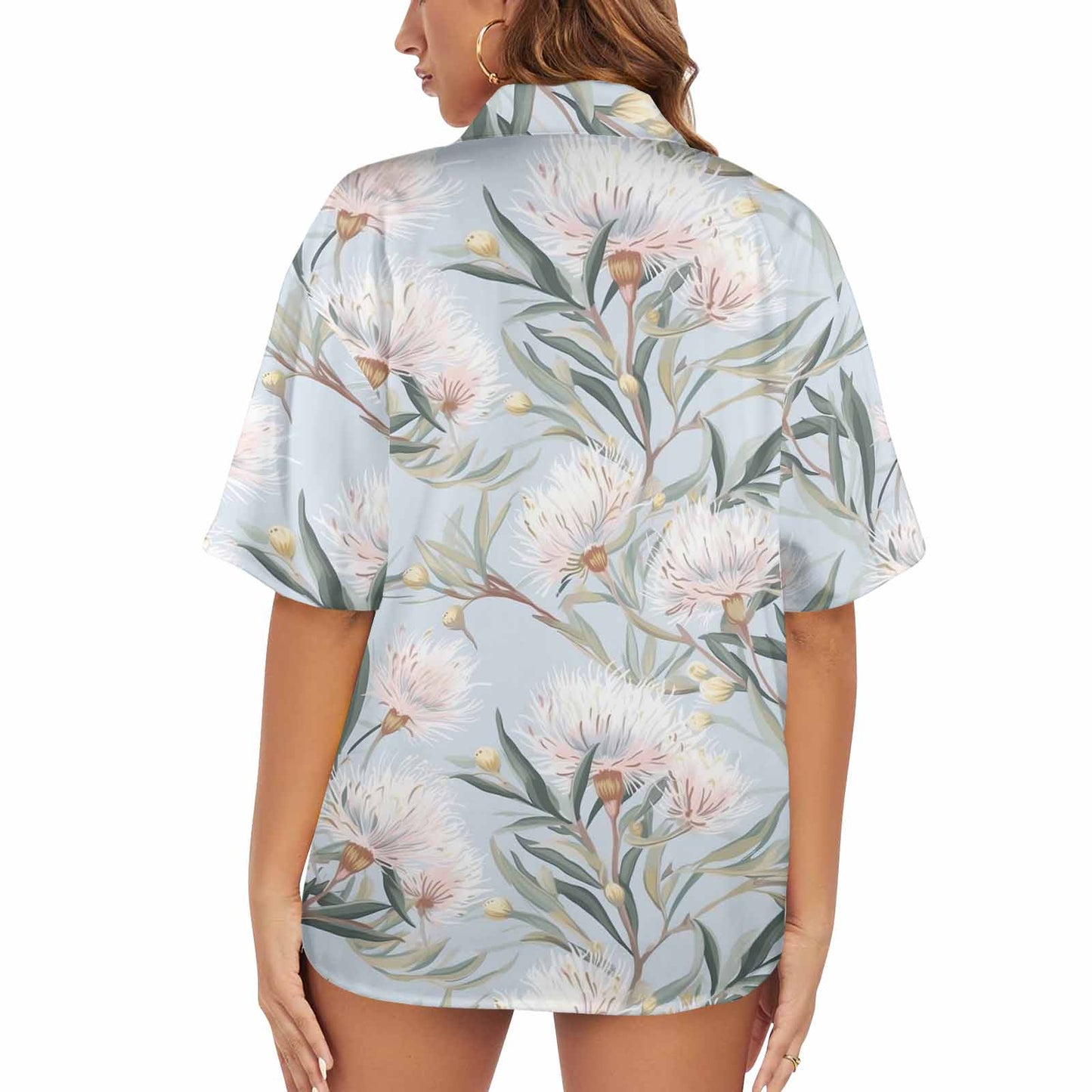 Australian Floral Blue  Women's Hawaiian Shirt