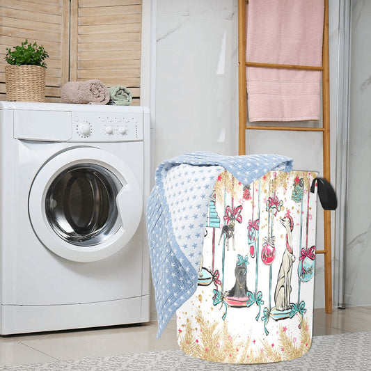 Laundry Basket Dog Christmas Laundry Bag (Large)