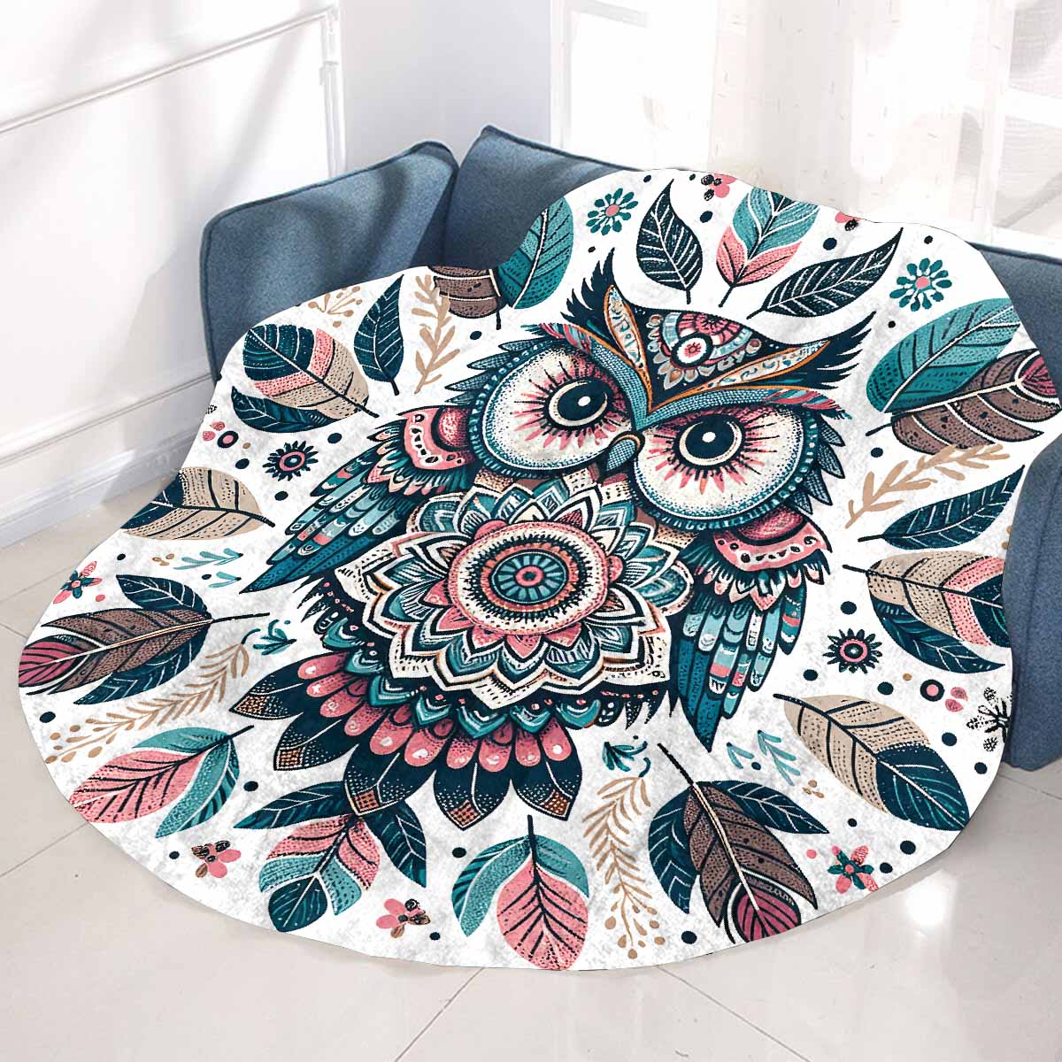 Mandella_Owl_Awd35136  Circular Micro Fleece Blanket 60"