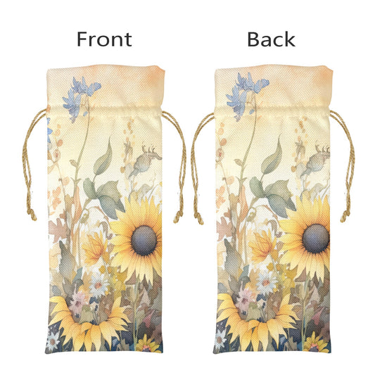 Sunflowers awd343 Linen Wine Bottle Bag