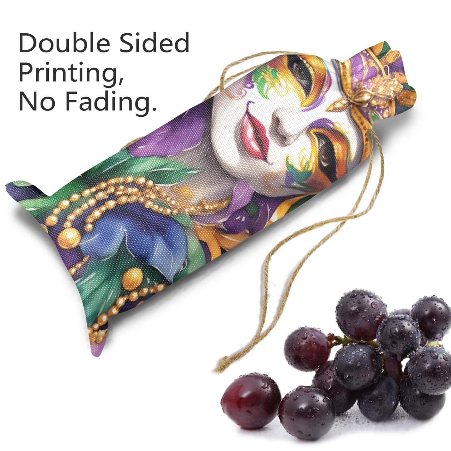 Mardi Gras awd442 Linen Wine Bottle Bag