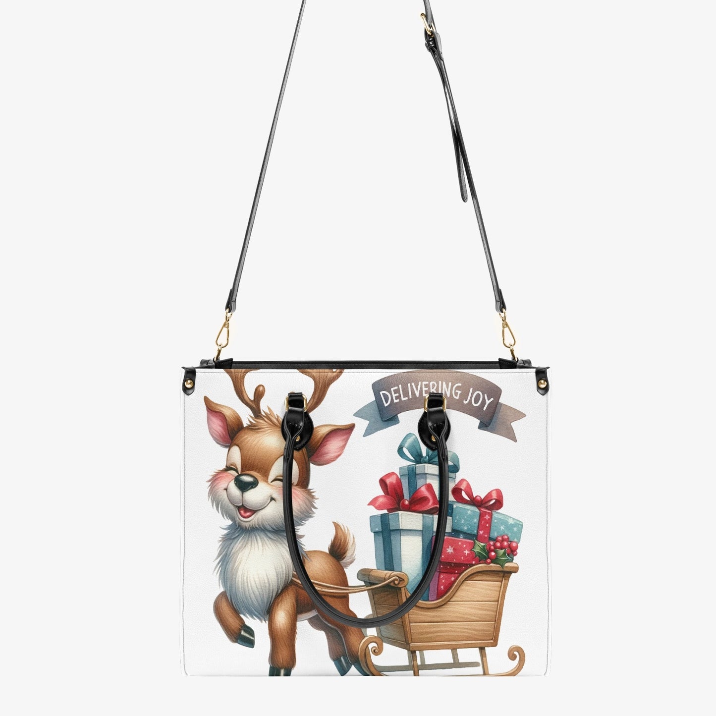 Women's Tote Bag - Christmas - Reindeer Sleigh - Delivering Joy