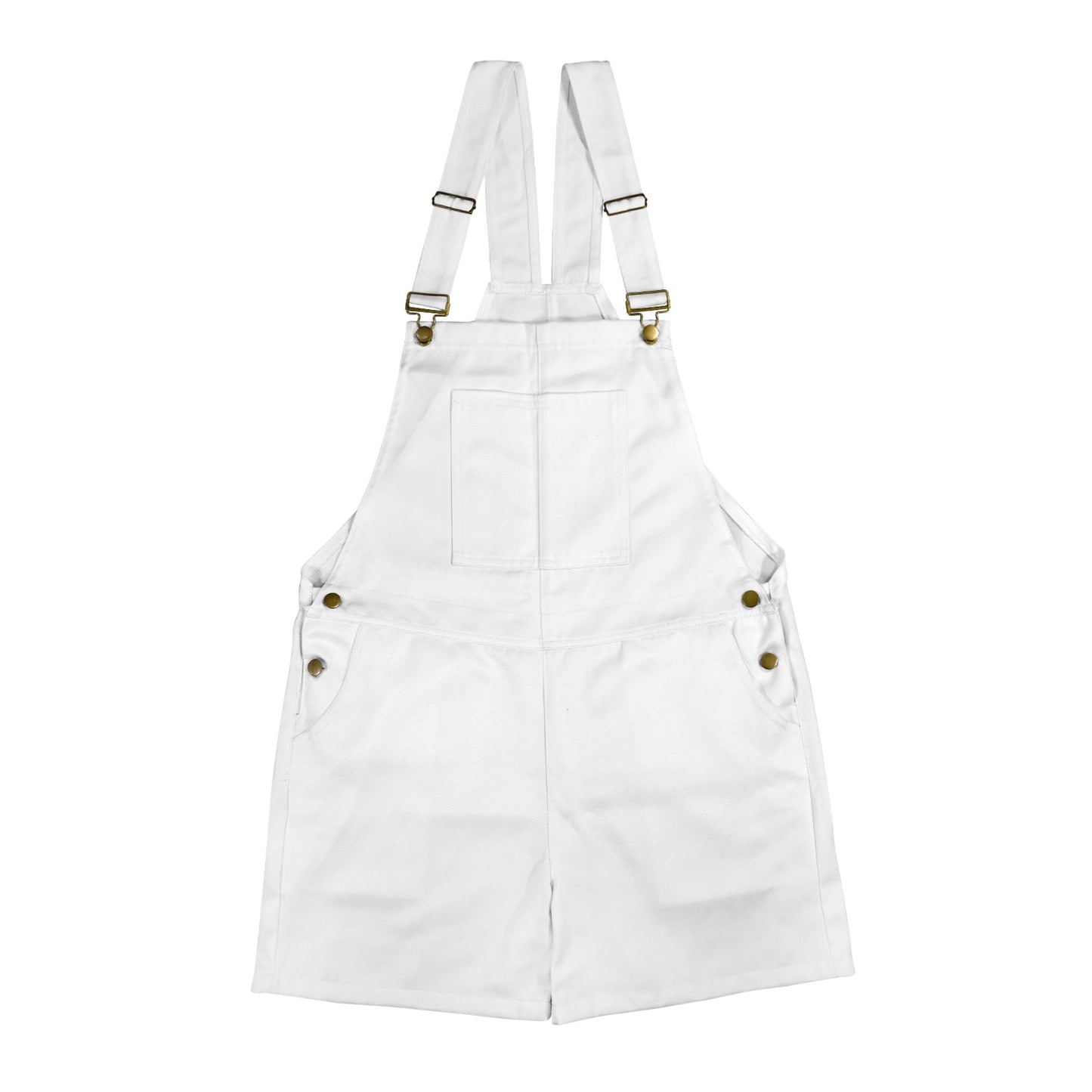 White Unisex Shorts Suspender Jumpsuit