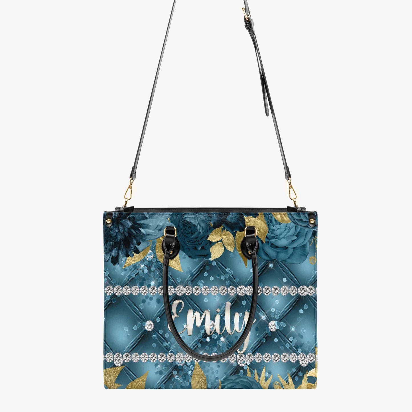 Women's Tote Bag - Teal Floral, Personalised