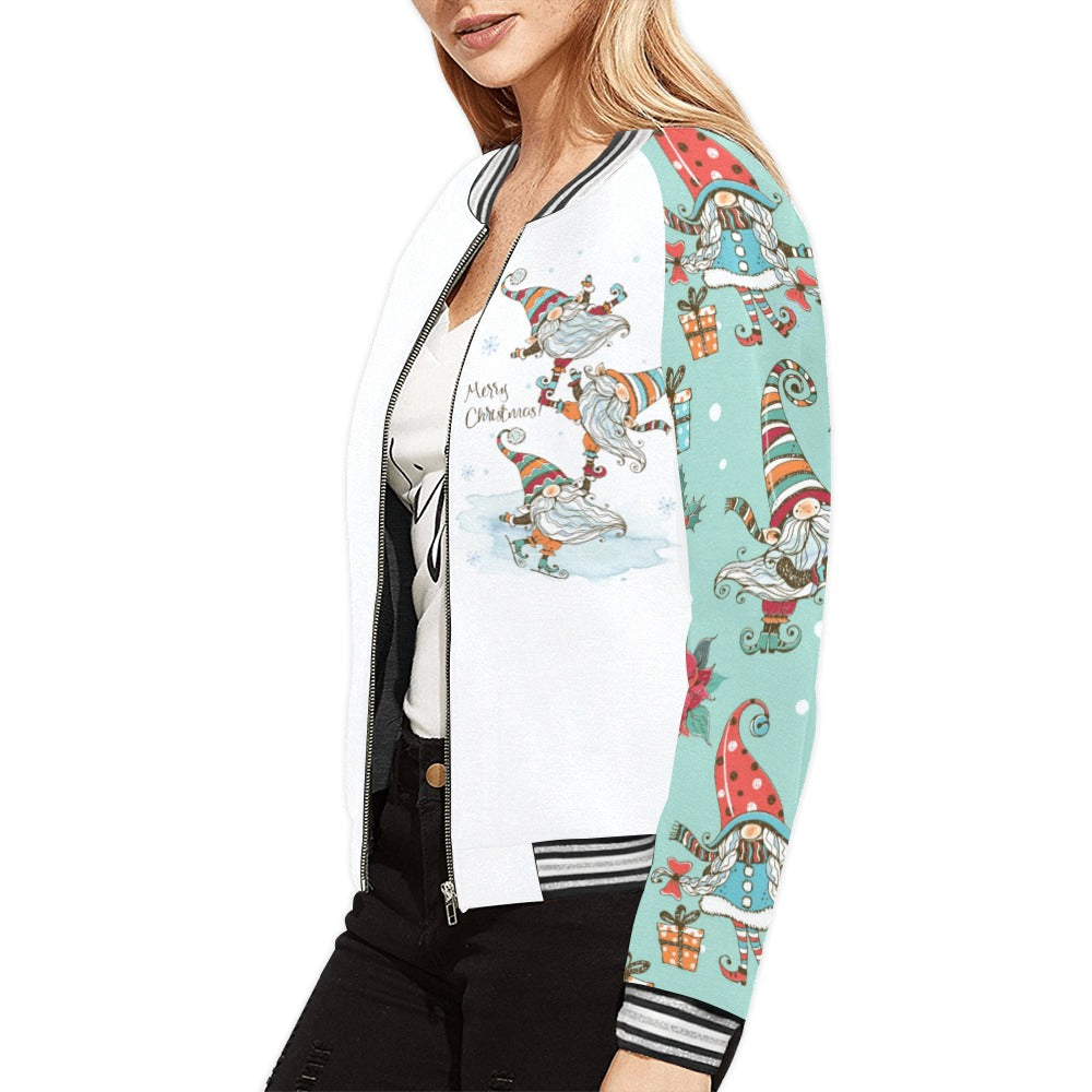 Whimsical Christmas Bomber Jacket for Women