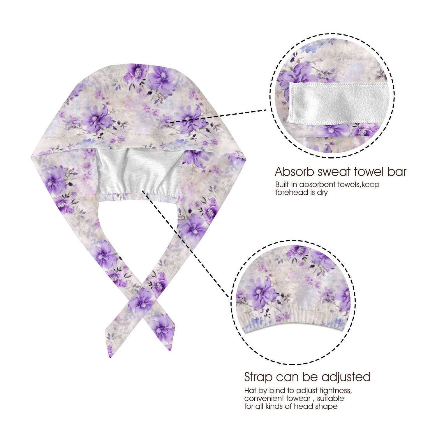 Purple Wildflowers  Scrub Cap