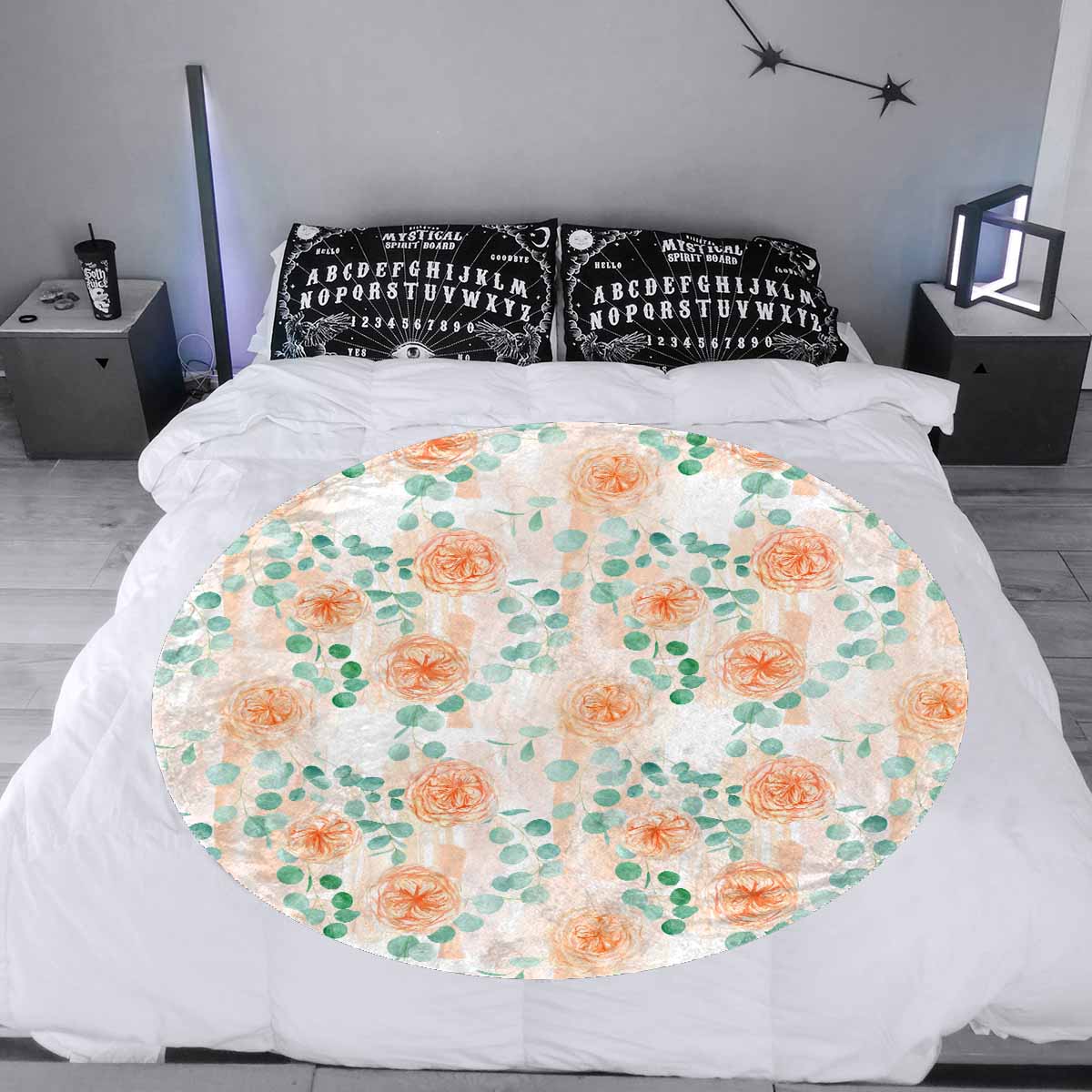 Roses and Eucalyptus new  Circular Micro Fleece Blanket 60"