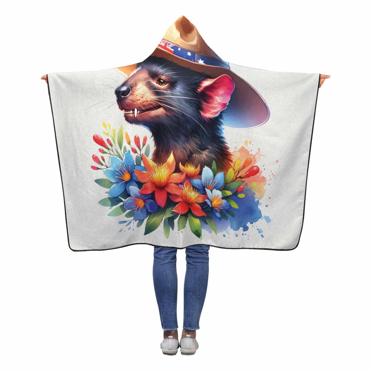 Australian Animals Tasmanian Devil Awd1335  Hooded Blanket 60"x50"