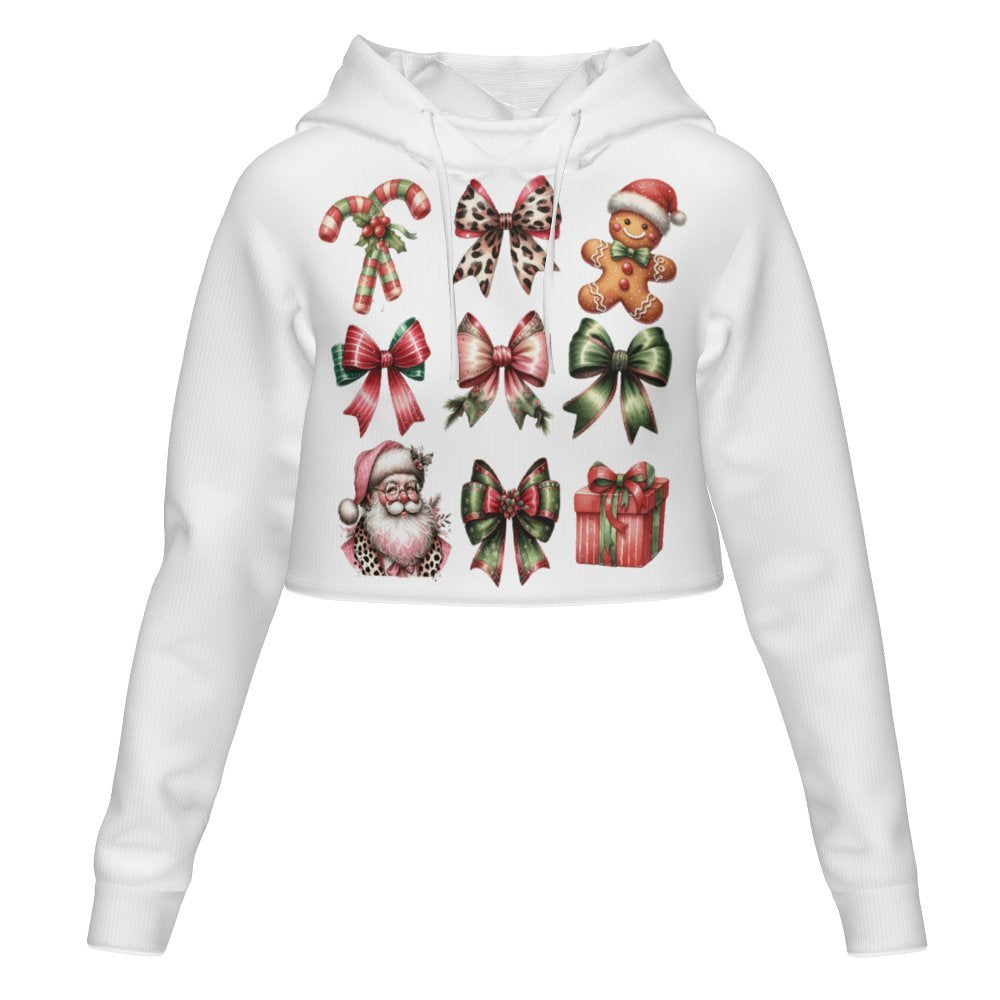 Women's All Over Print Cropped Hoodie (DLM) Hooded hoodie