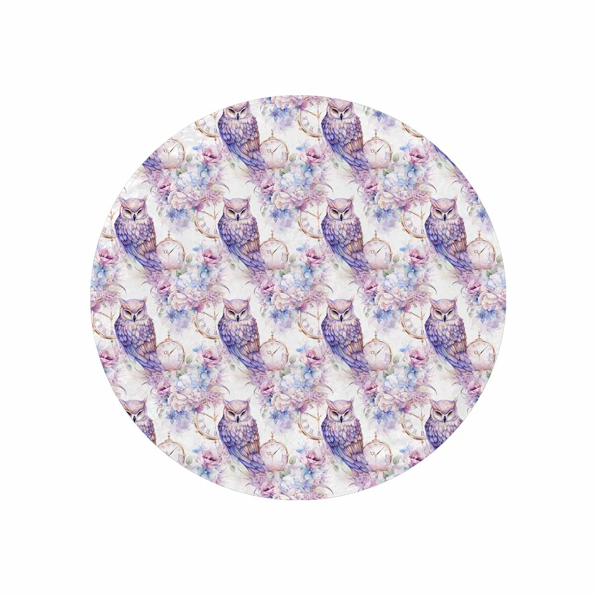 Pastel Owls  Circular Micro Fleece Blanket 47"