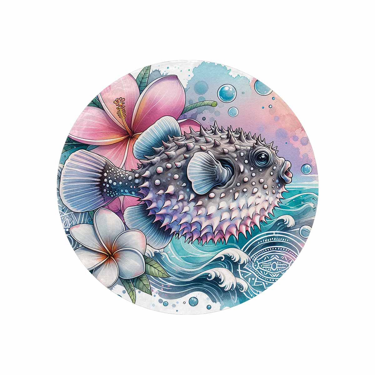 Sea_Animals_Stonefish_Awd35196  Circular Micro Fleece Blanket 47"