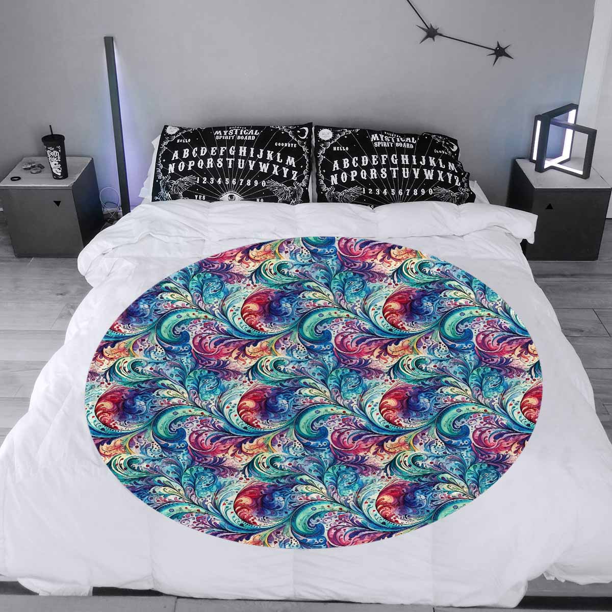 Rainbow Paisley  Circular Micro Fleece Blanket 60"