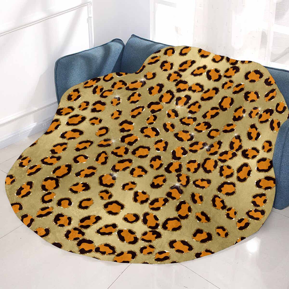 Animal Print 10  Circular Micro Fleece Blanket 47"