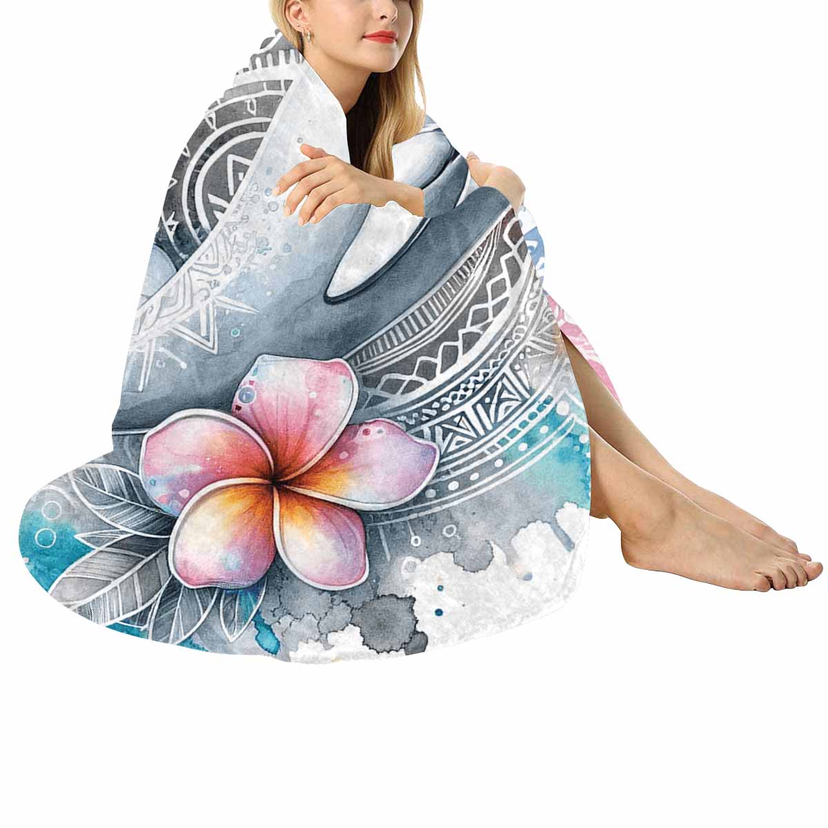 Sea_Animals_Dolphin_Awd351112  Circular Micro Fleece Blanket 47"