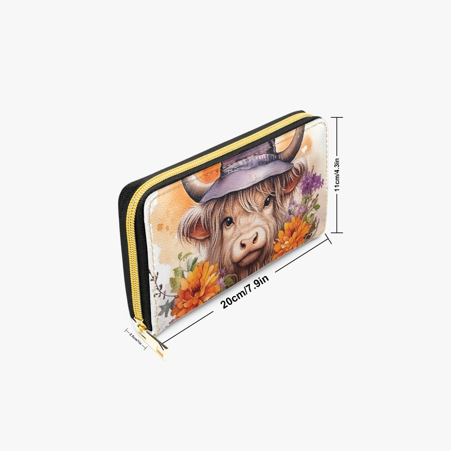 Long Type Zipper Purse - Highland Cow