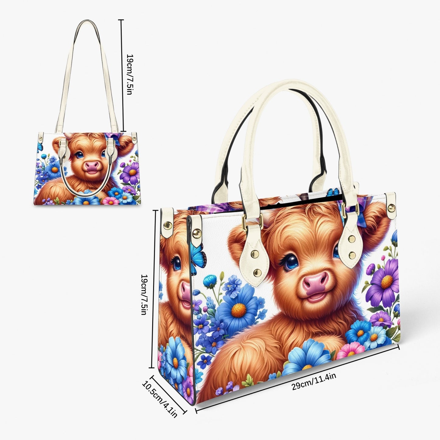 Women's Tote Bag - Long Strap - Highland Cow