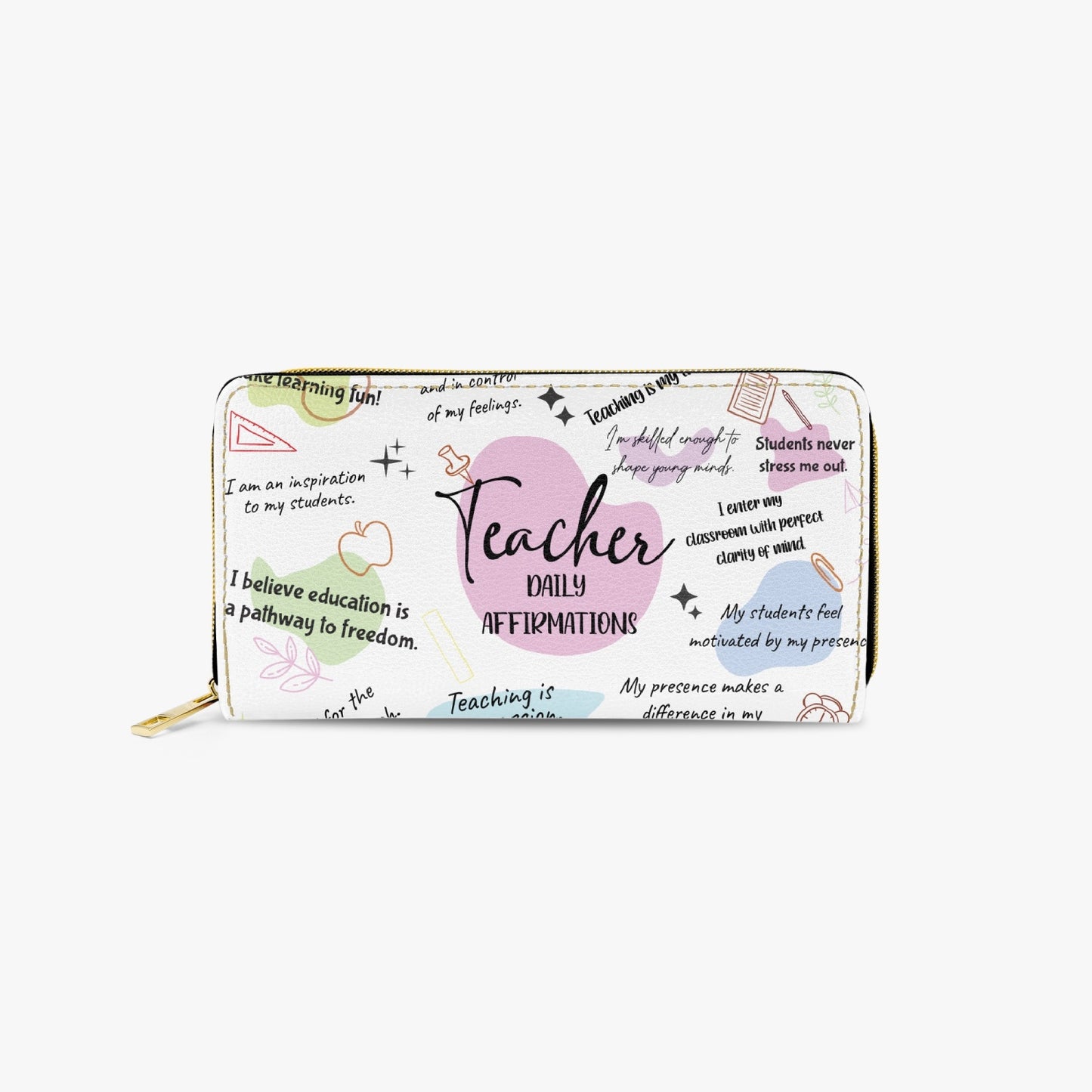 Long Type Zipper Purse, Teacher Affirmations, awd-501