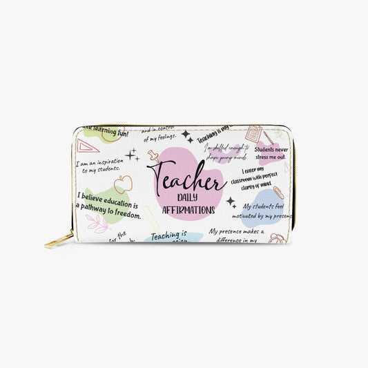 Long Type Zipper Purse, Teacher Affirmations, awd-501