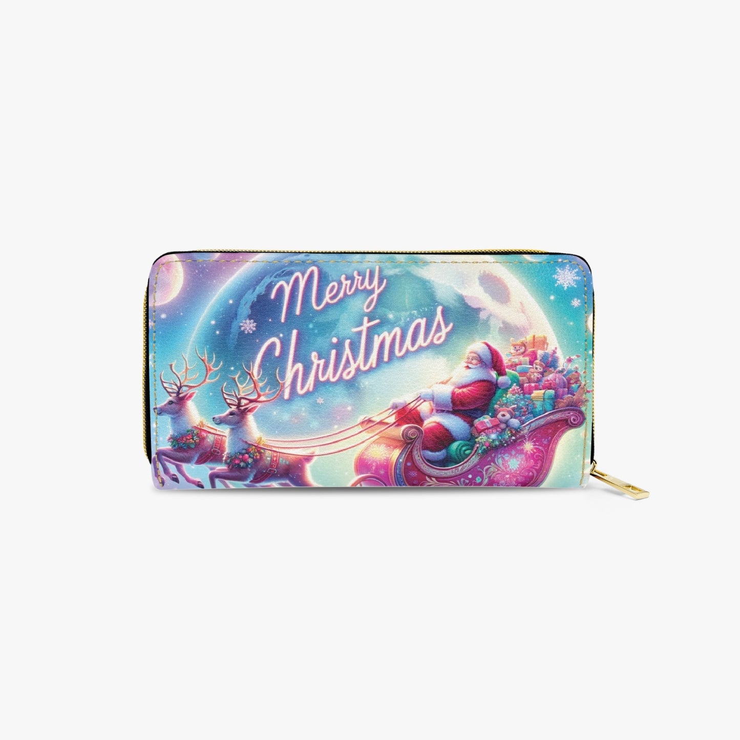 Long Type Zipper Purse - Christmas, Santa Sleigh