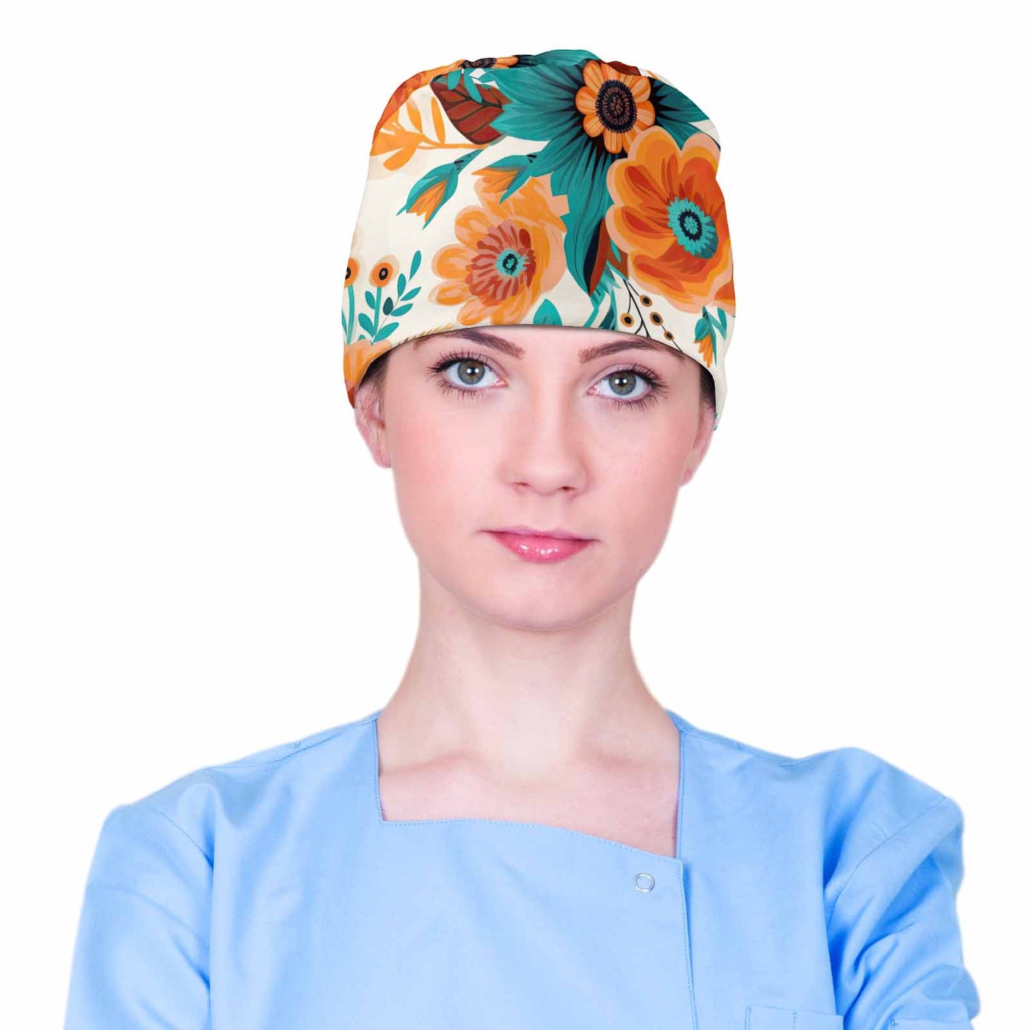 Nurse Scrub Cap Boho Large Floral  Scrub Cap