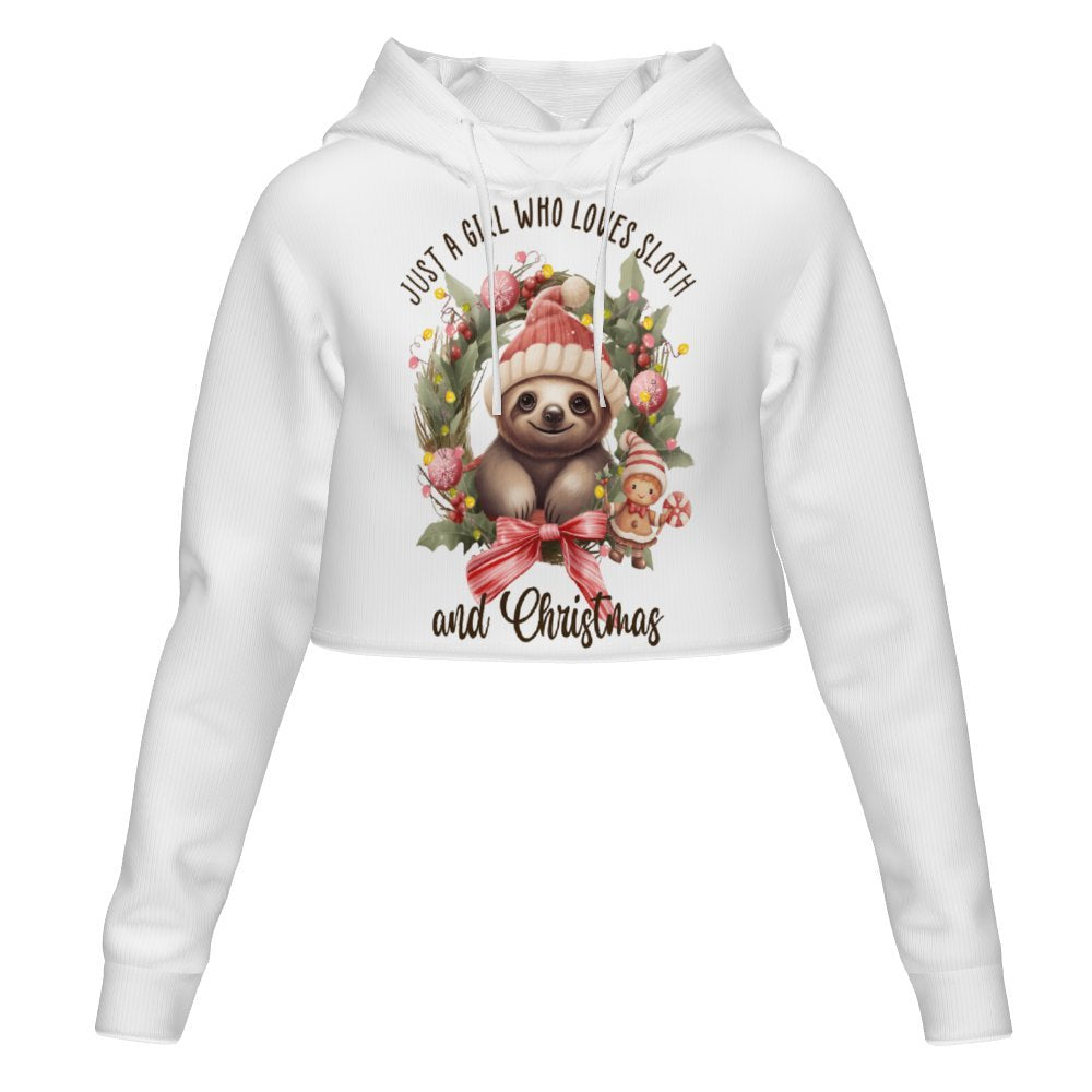 Women's All Over Print Cropped Hoodie (DLM) Hooded hoodie