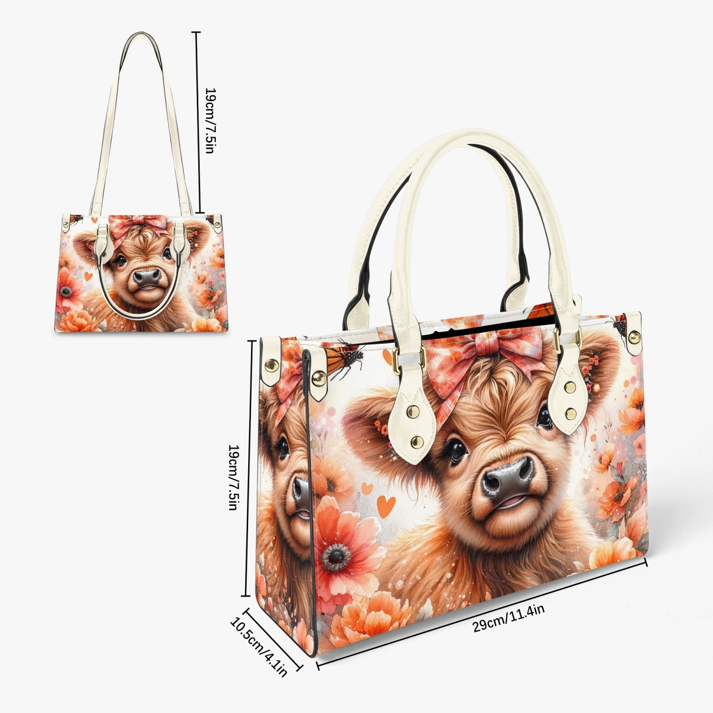 Women's Tote Bag - Long Strap - Highland Cow