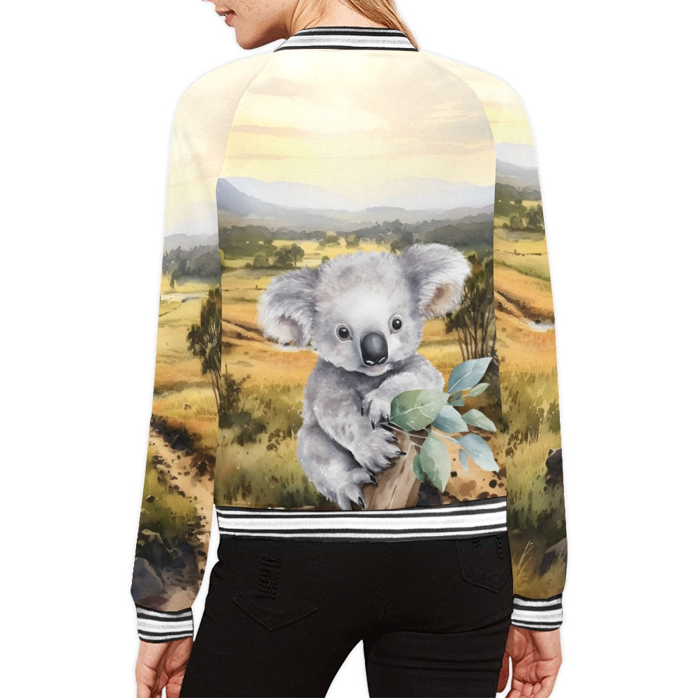 Australian Animals Koala Bomber Jacket for Women